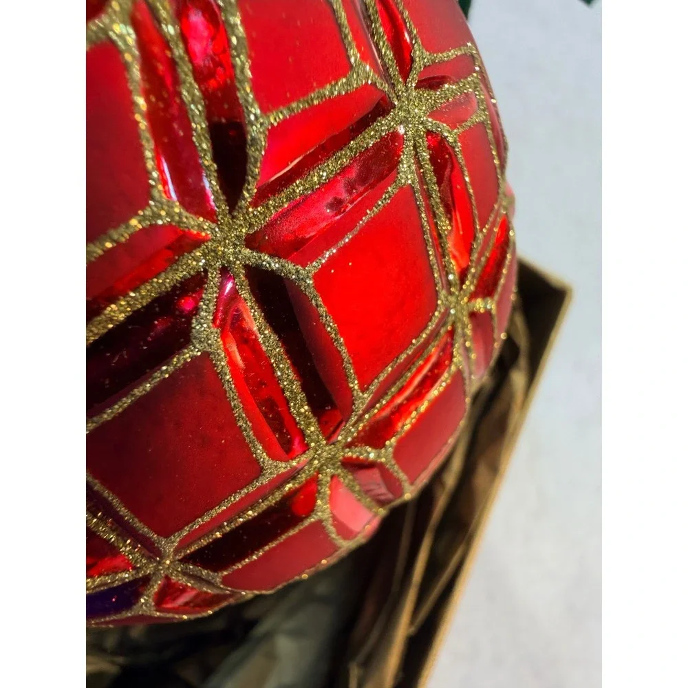 Waterford Holiday Heirlooms PGA Tour Ball Glass Ornament Red Gold Limited Series